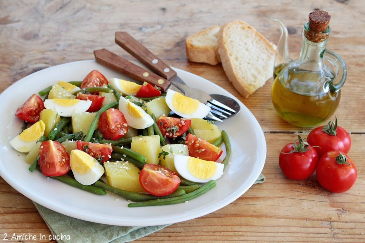 Insalata Di Fagiolini E Patate Con Pomodori E Uova 2 Amiche In Cucina